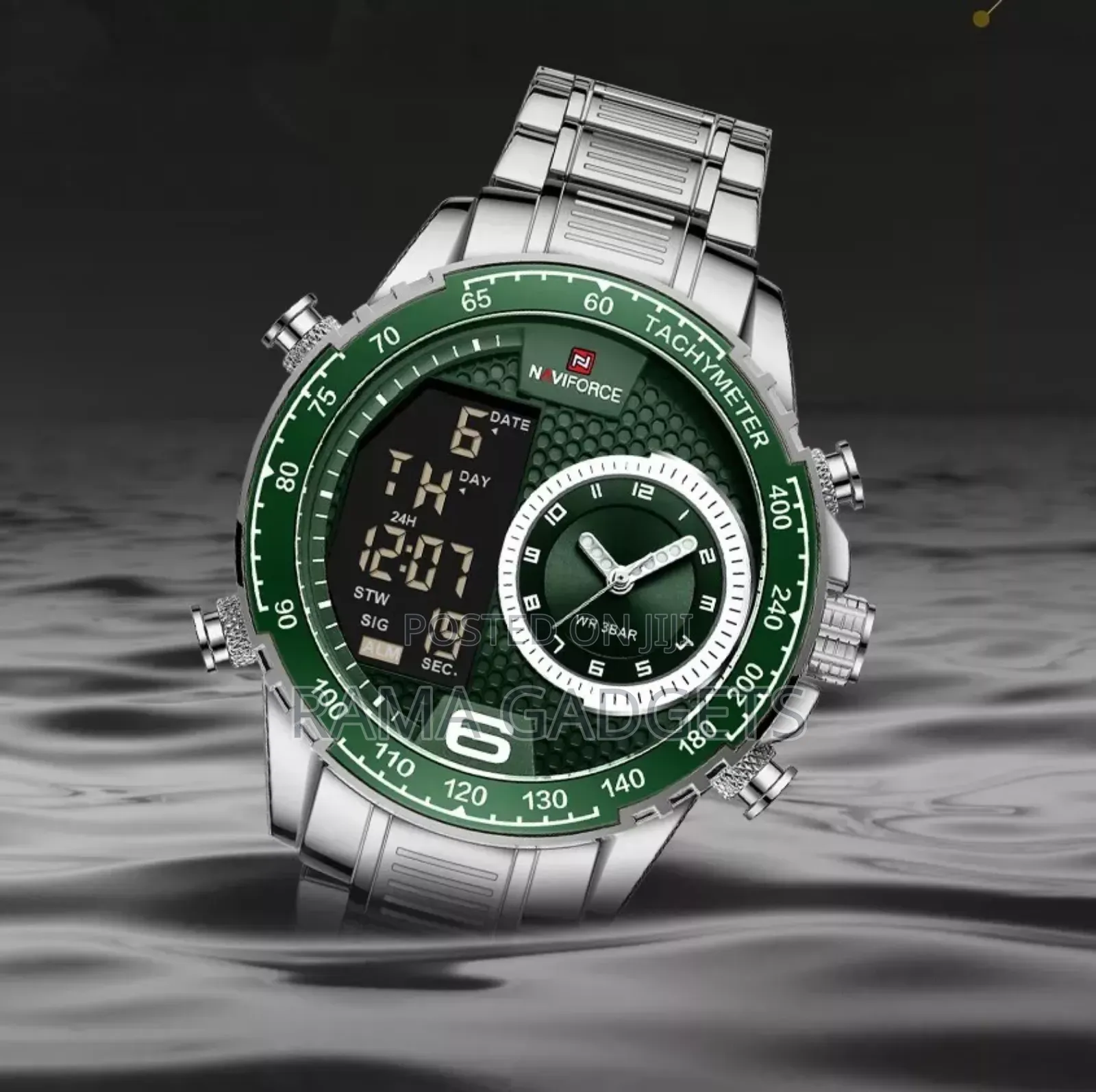 Naviforce Men Wrist Watch Stainless Steel Dual Display