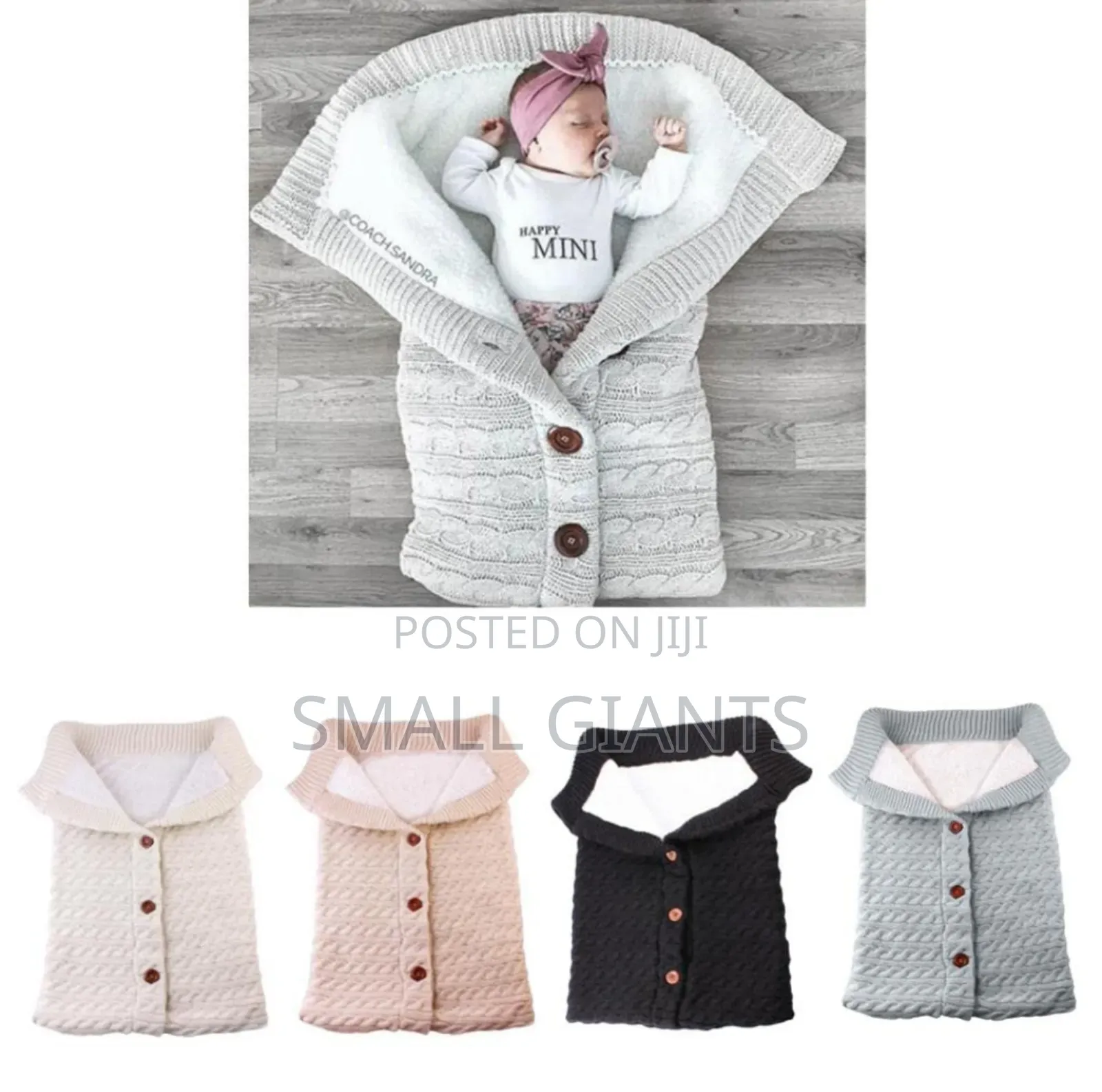 Newborn Baby Button Knit Wrap/ Sleeping Bag