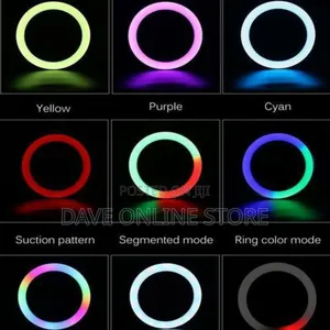 RGB 14 Inches Selfie Ring Light With Stand 35.5cm- 15 Colors
