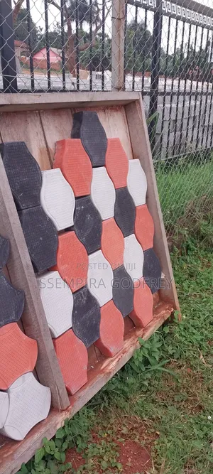 Coloured Paving With Red, Grew and Black Designs