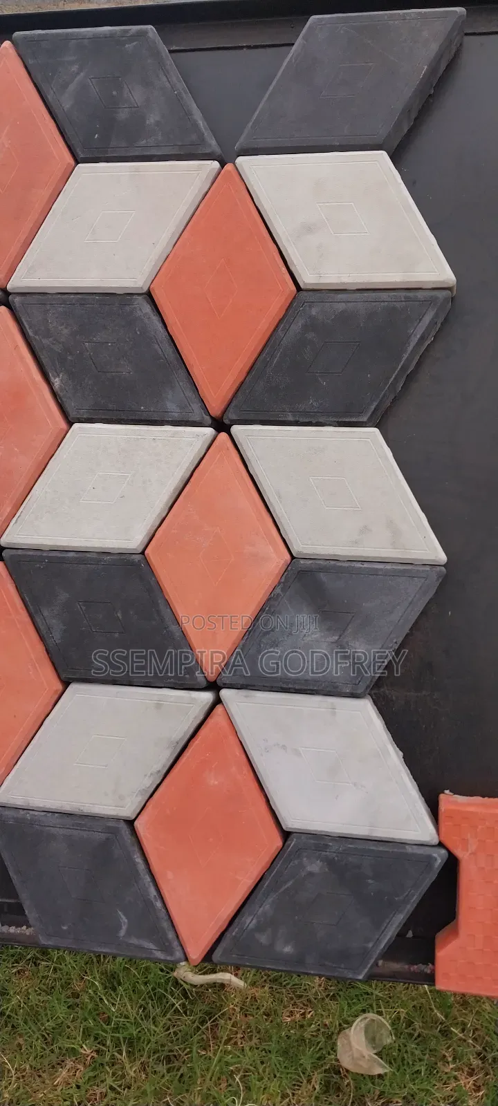 Coloured Paving With Red, Grew and Black Designs