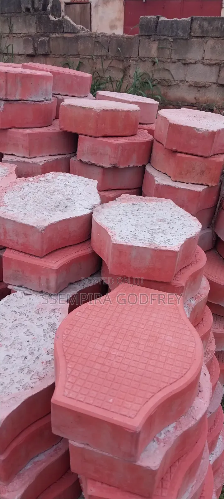 Coloured Paving With Red, Grew and Black Designs