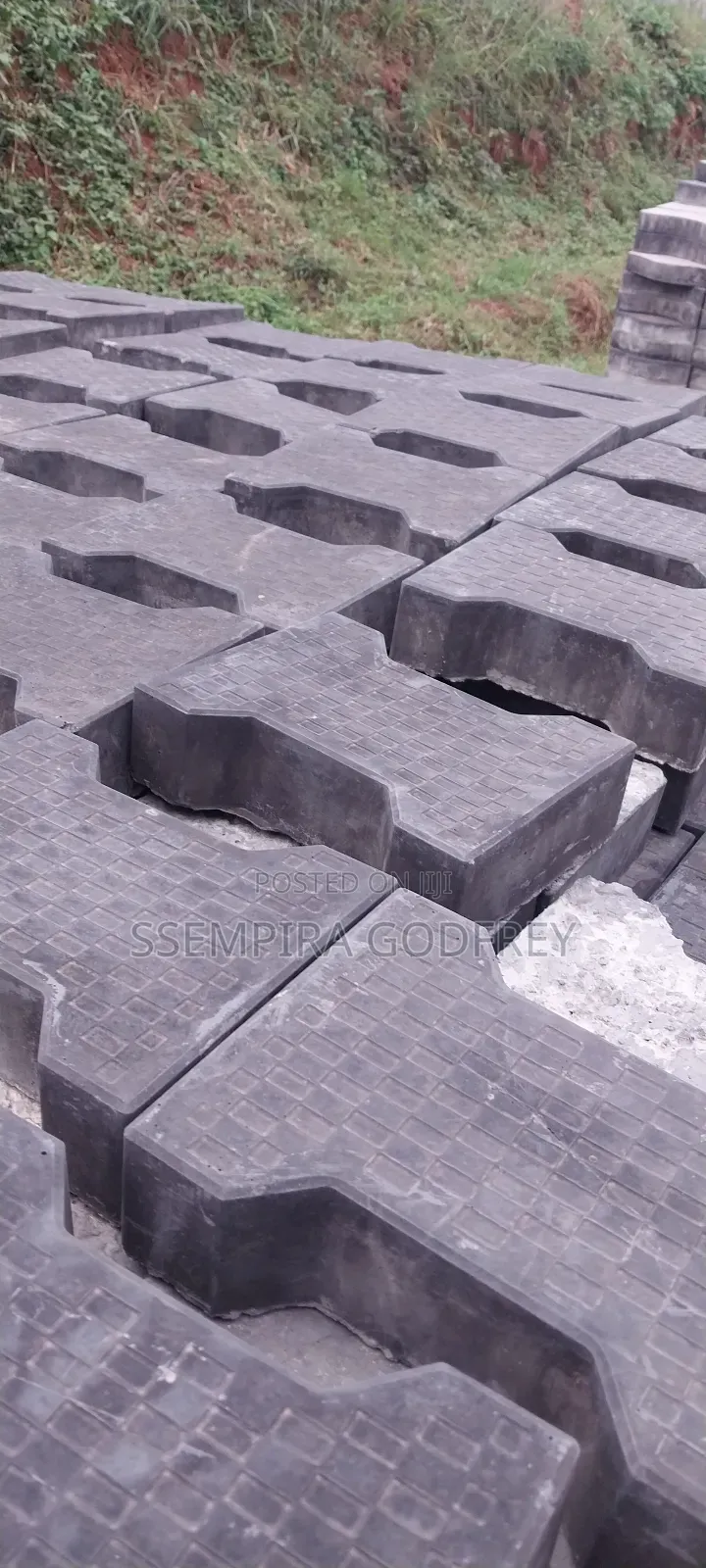 Coloured Paving With Red, Grew and Black Designs