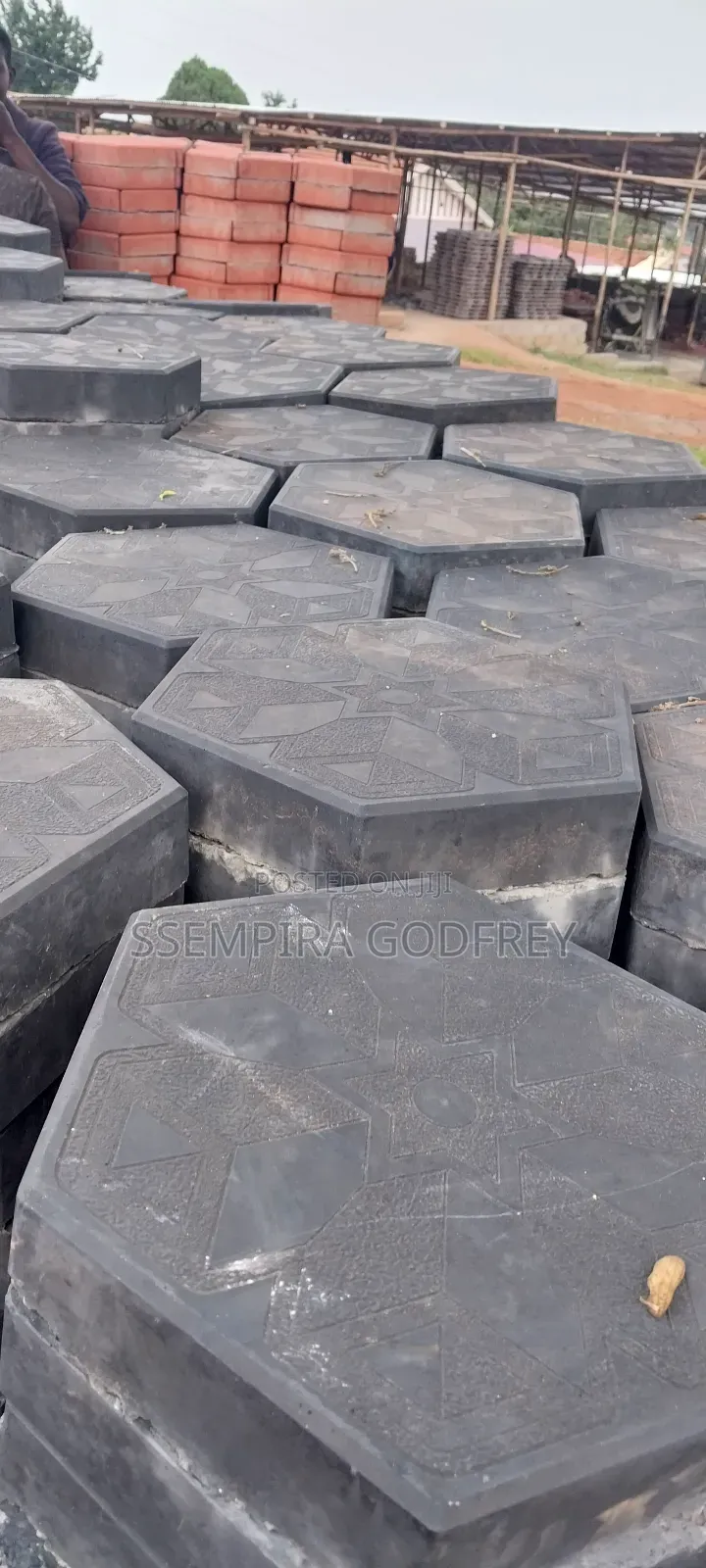 Coloured Paving With Red, Grew and Black Designs