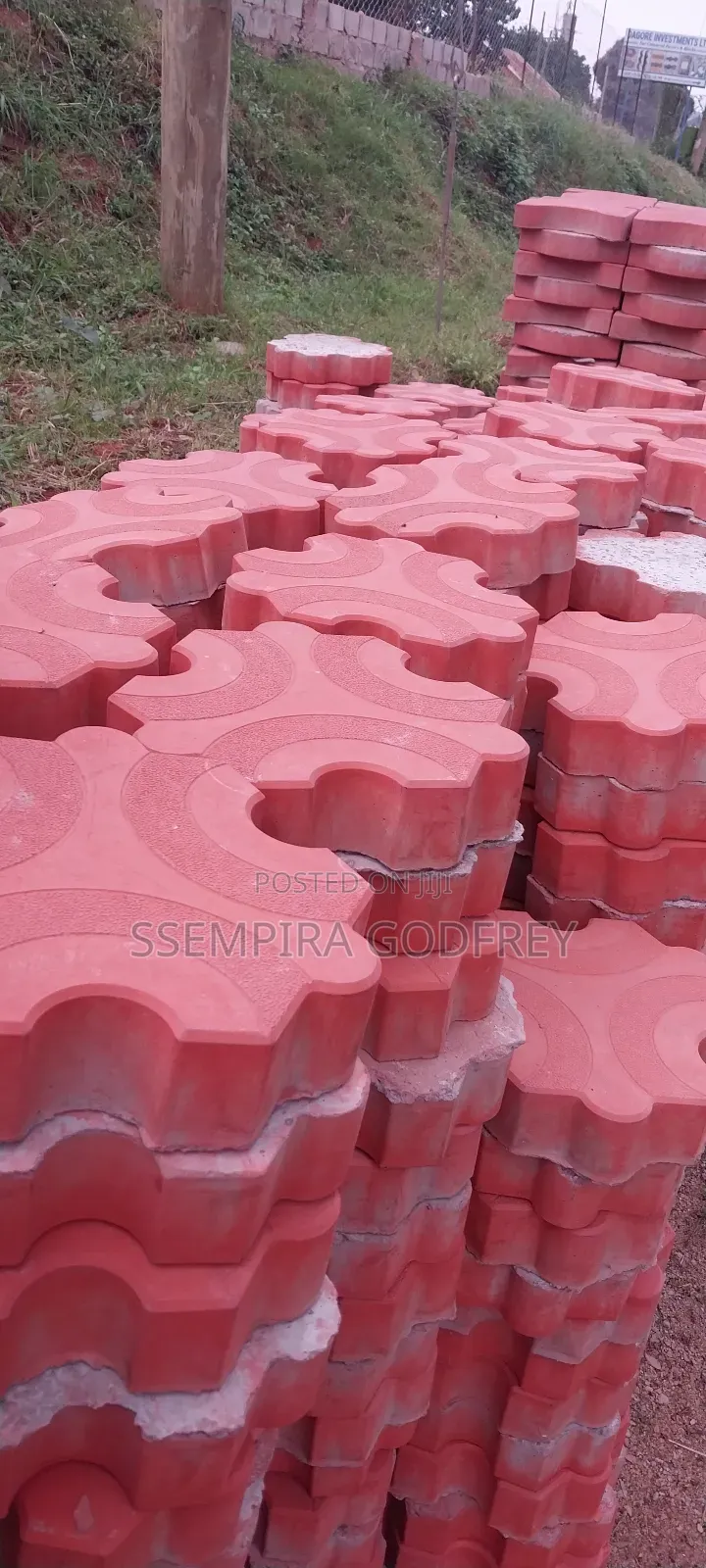 Coloured Paving With Red, Grew and Black Designs