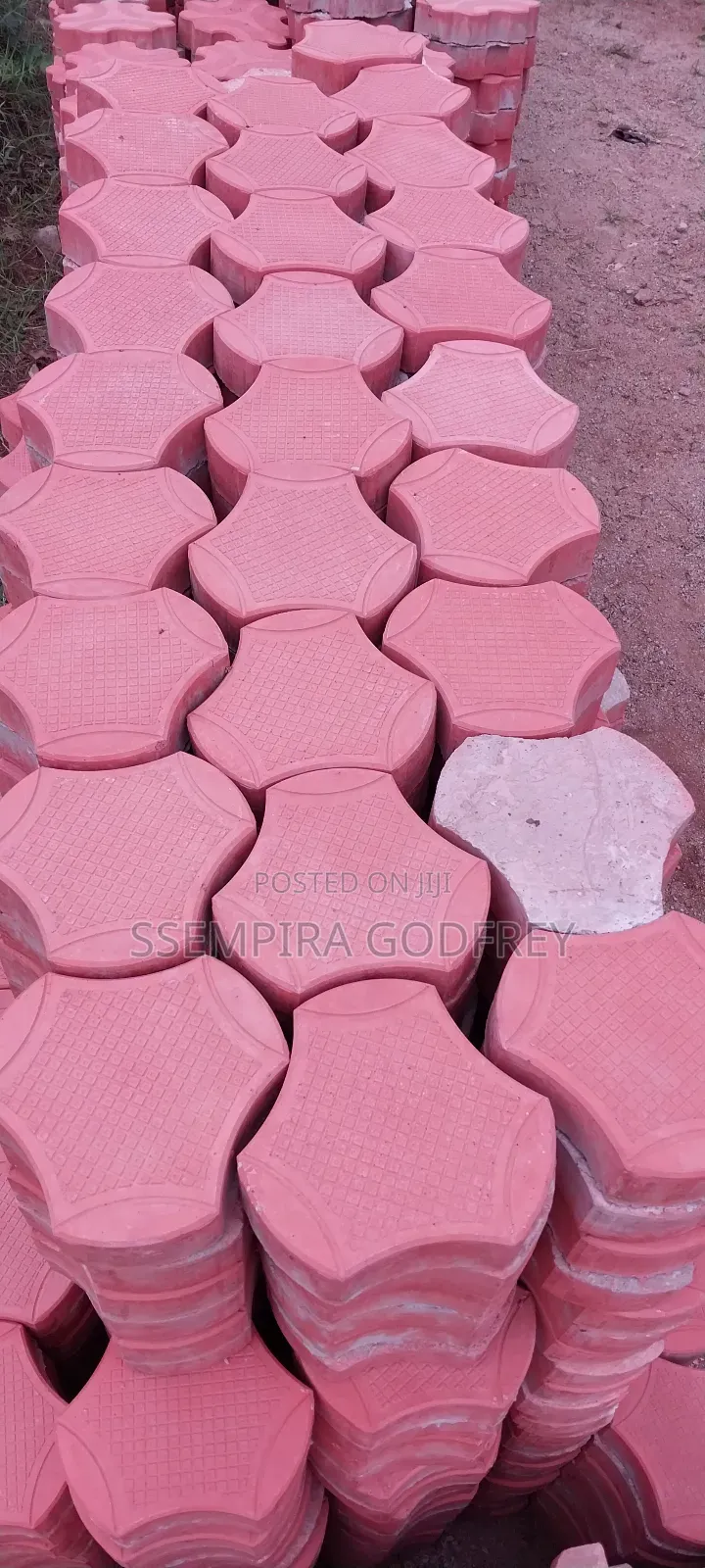 Coloured Paving With Red, Grew and Black Designs