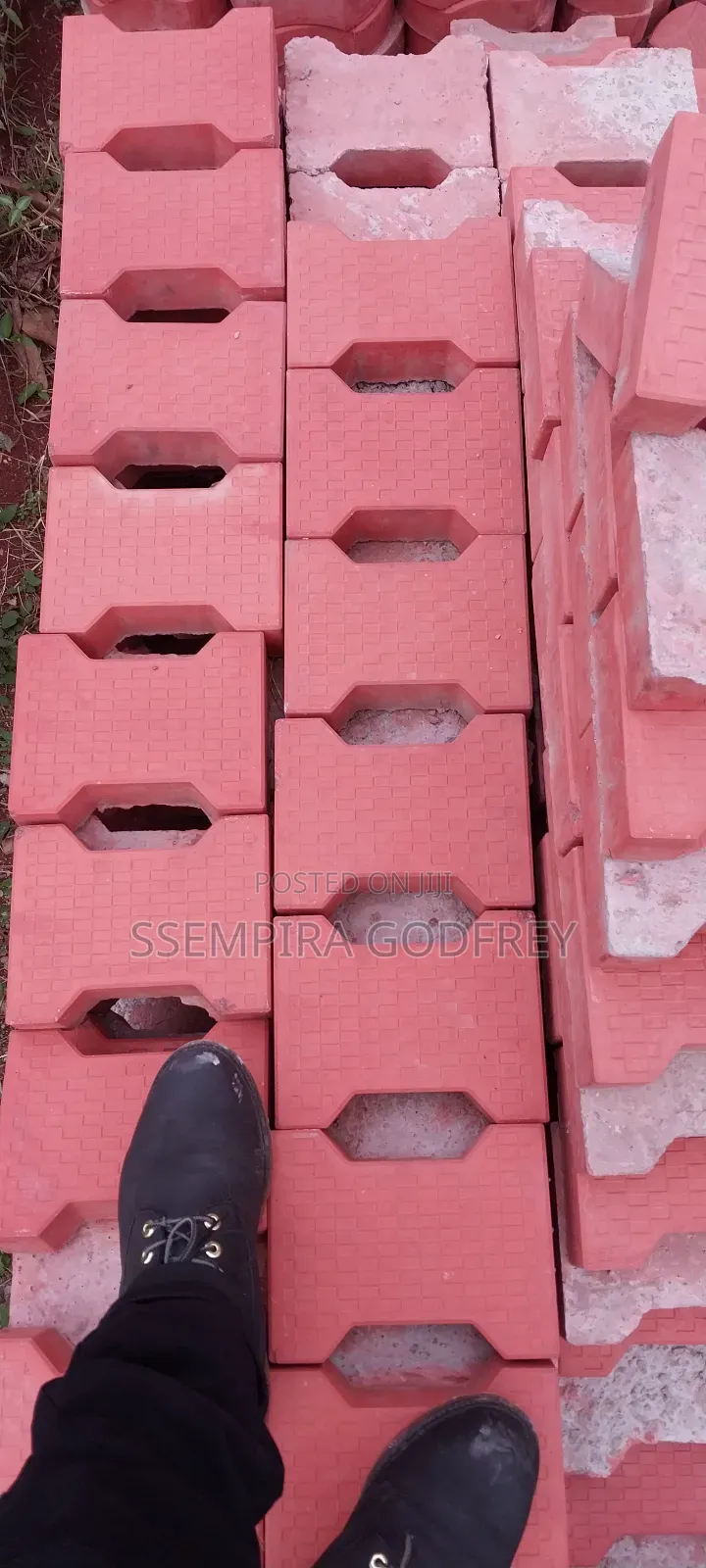 Coloured Paving With Red, Grew and Black Designs