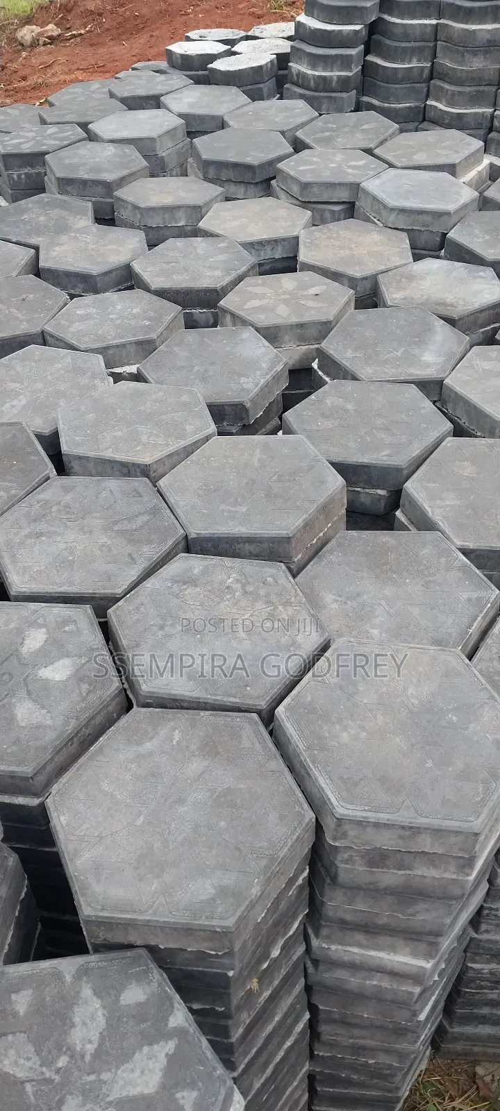 Coloured Paving With Red, Grew and Black Designs