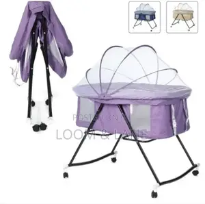 Foldable Portable Baby Net Bed Crib With Wheels