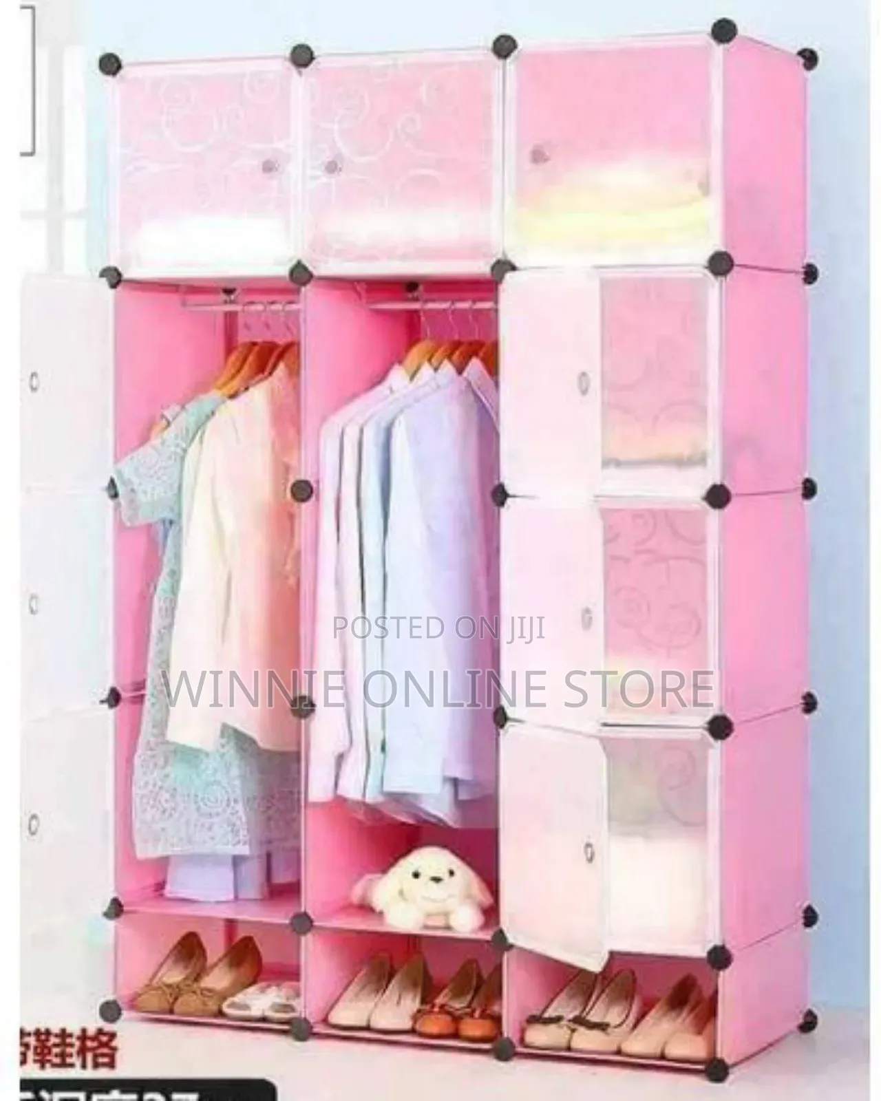 3column Plastice Wardrobe Blue,Pink,Black
