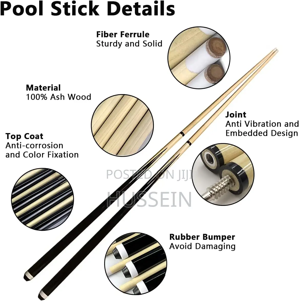 Pool Cue Stick 2 Piece Billiard Cue Sticks With 13mm Tip