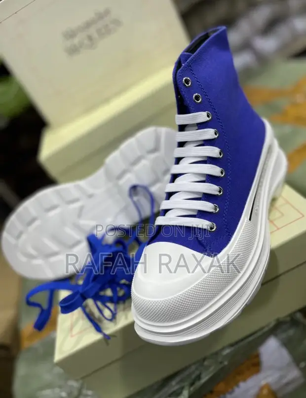 Original Blue Alexander McQueen Tread Slick High Top Sneaker  display picture 1