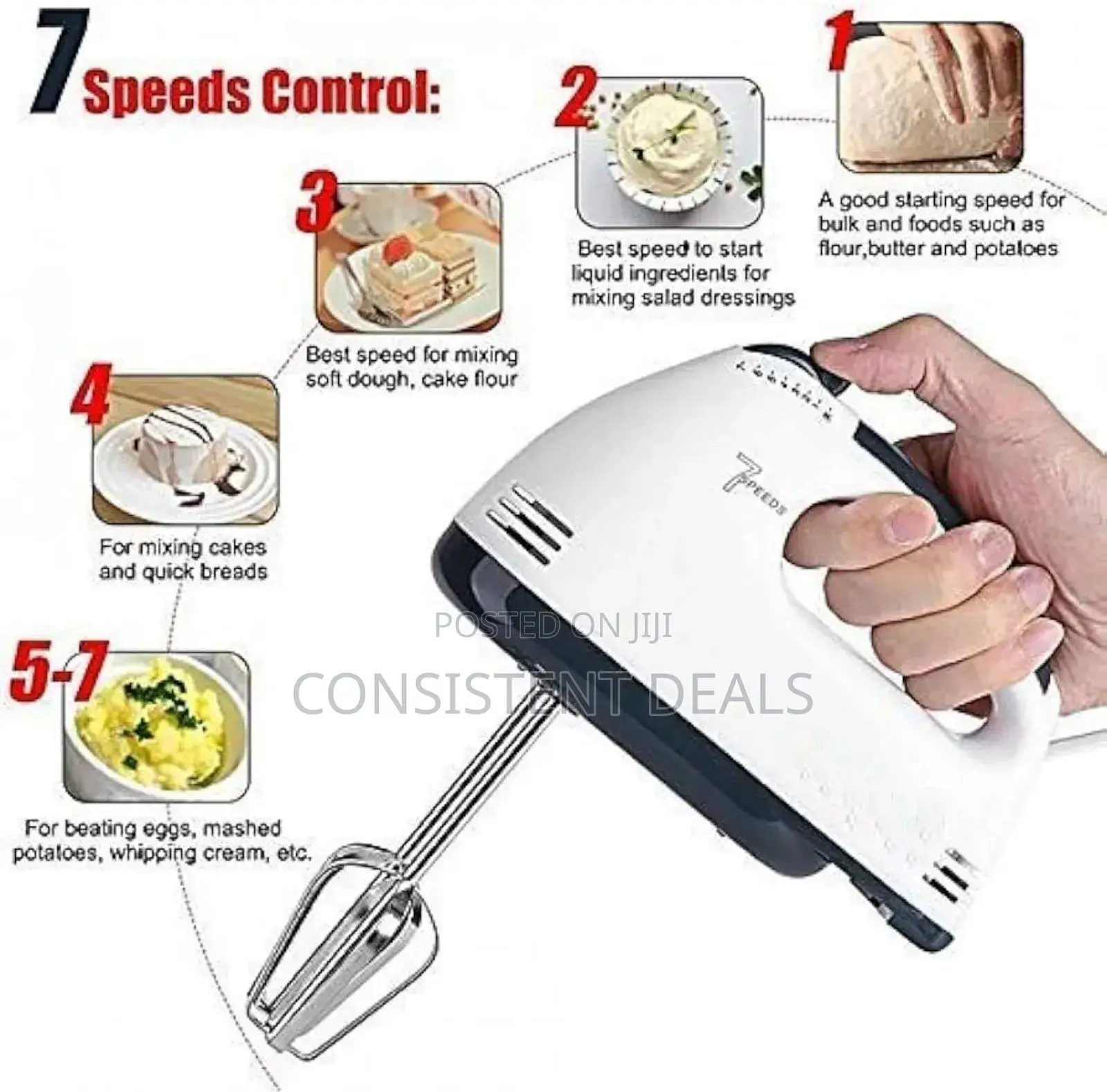Portable Electric 7 Speed Hand Mixer