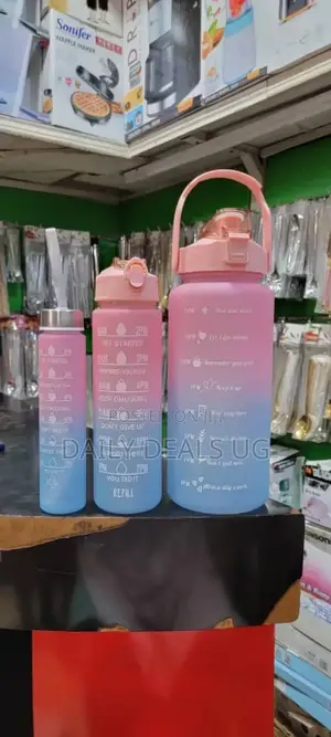 Pink and Coloured Water Bottle Set