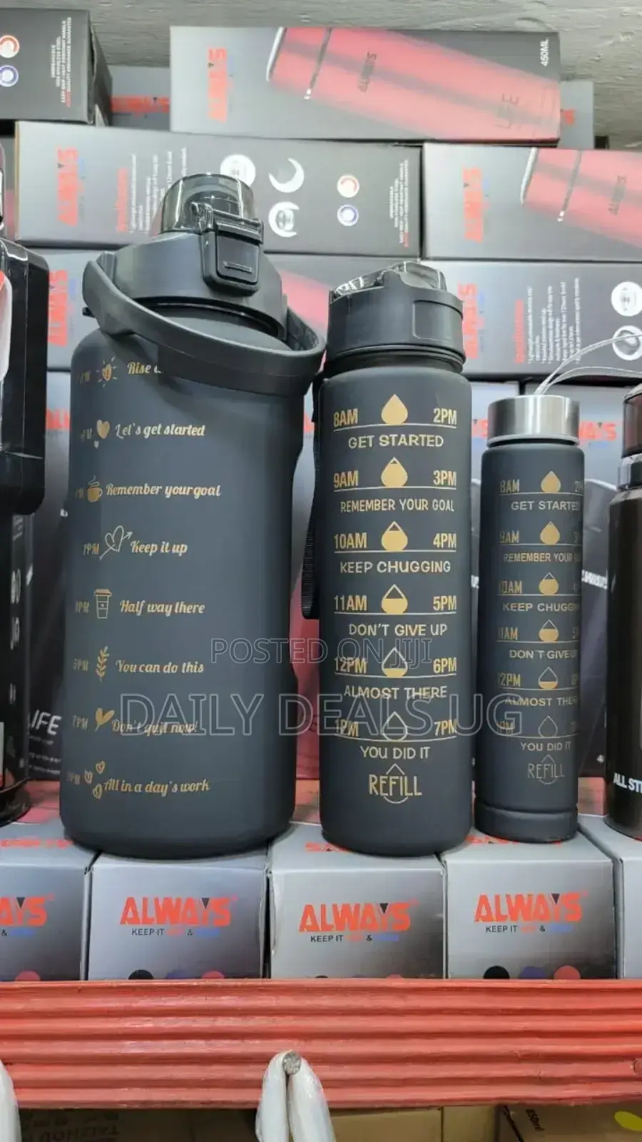 Black Sports Fitness Water Bottle