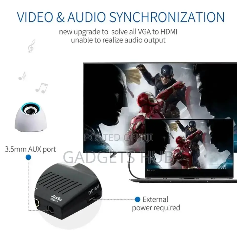 AUDIO and Power for PC VGA Source Output to TV