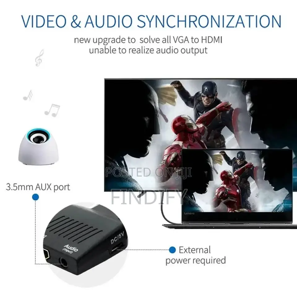 AUDIO and Power for PC VGA Source Output to TV