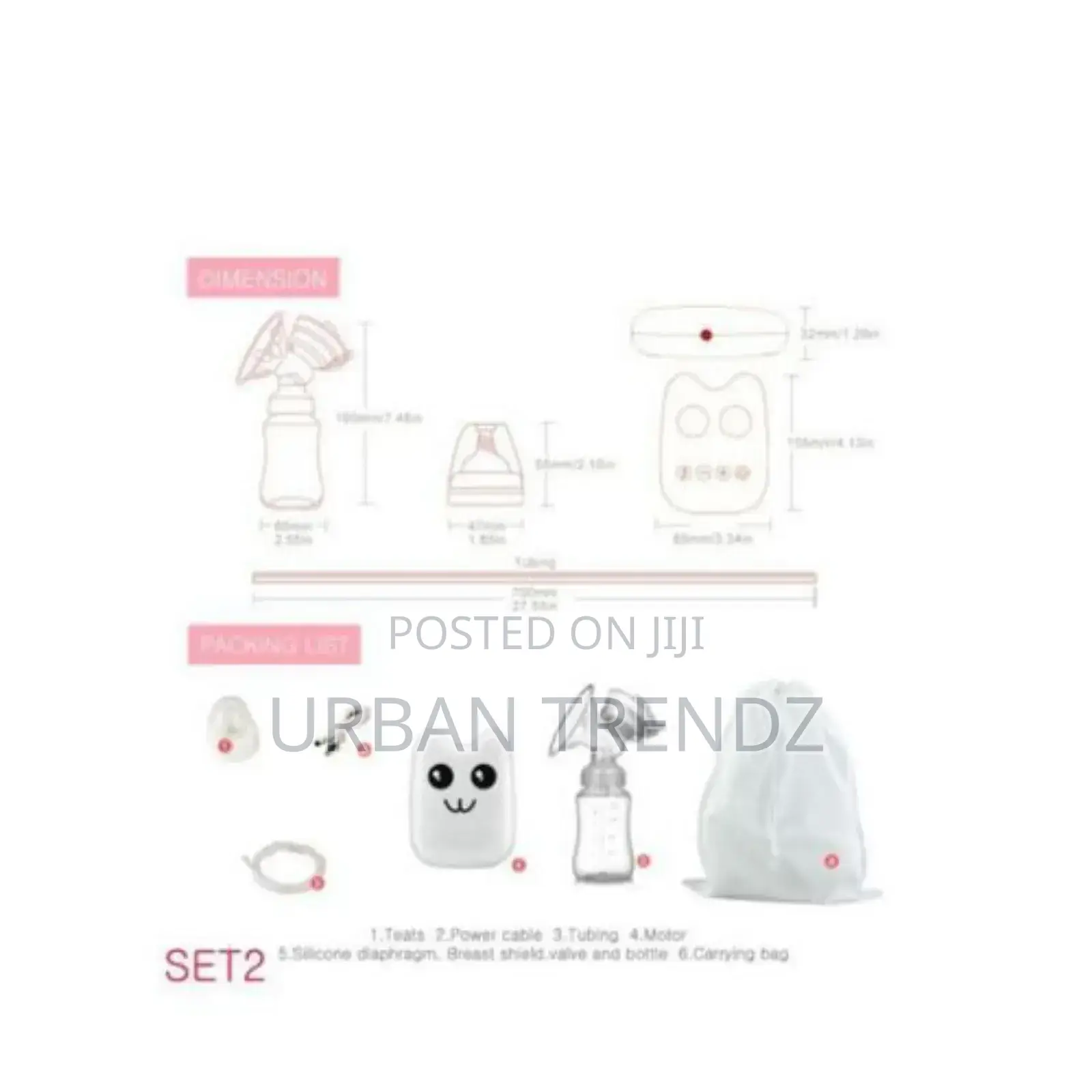 Double Electric Breast Pump With 2 Baby Milk Bottles - Color