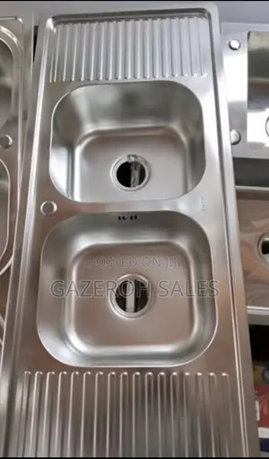 Photo - Double Bowl Kitchen Sink With Double Trays