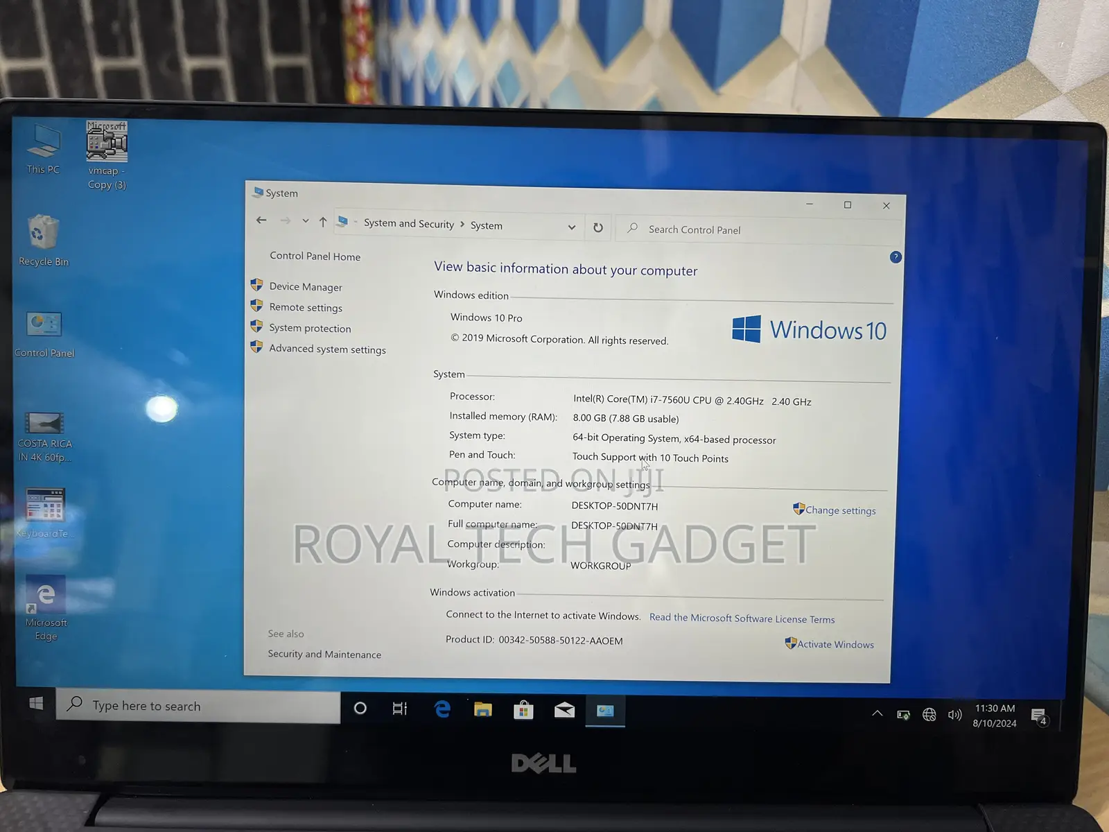Laptop Dell XPS 13 9370 16GB Intel Core I7 SSD 256GB