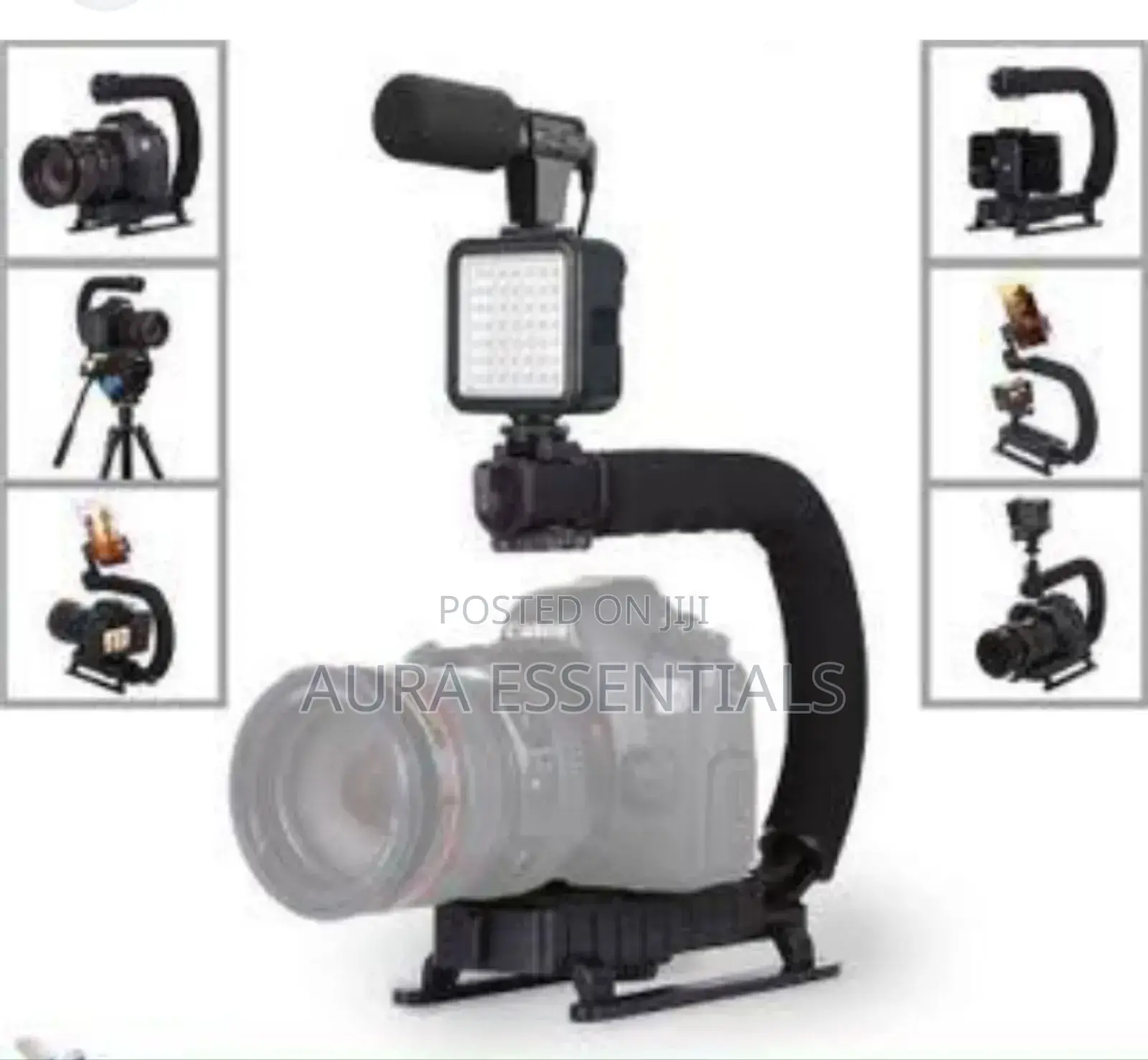 Handle Grip Handheld Camera Stabilizer With LED Light