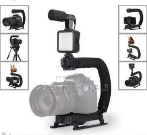 Handle Grip Handheld Camera Stabilizer With LED Light