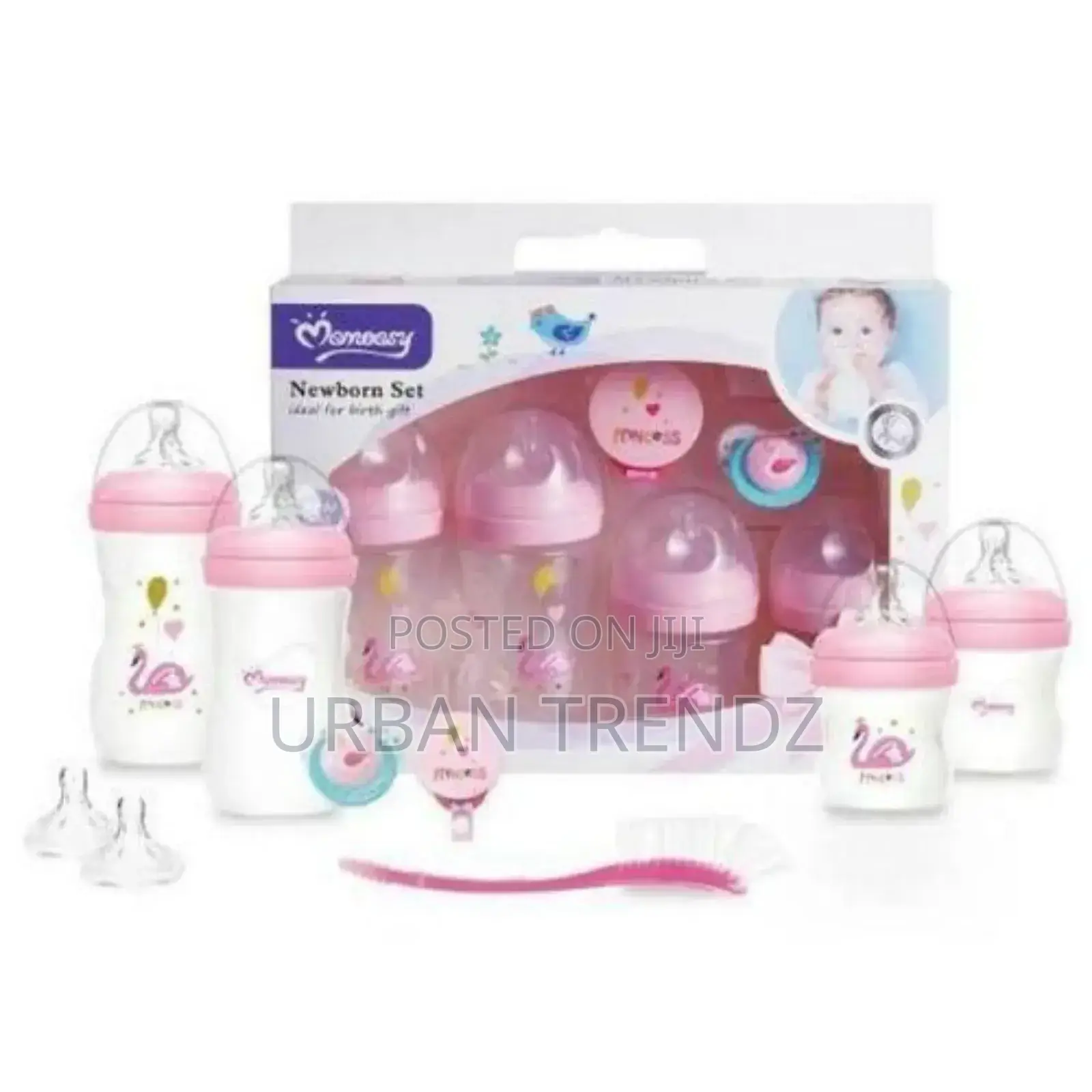 Momeasy New Born Bottle Feeding Set - Pink