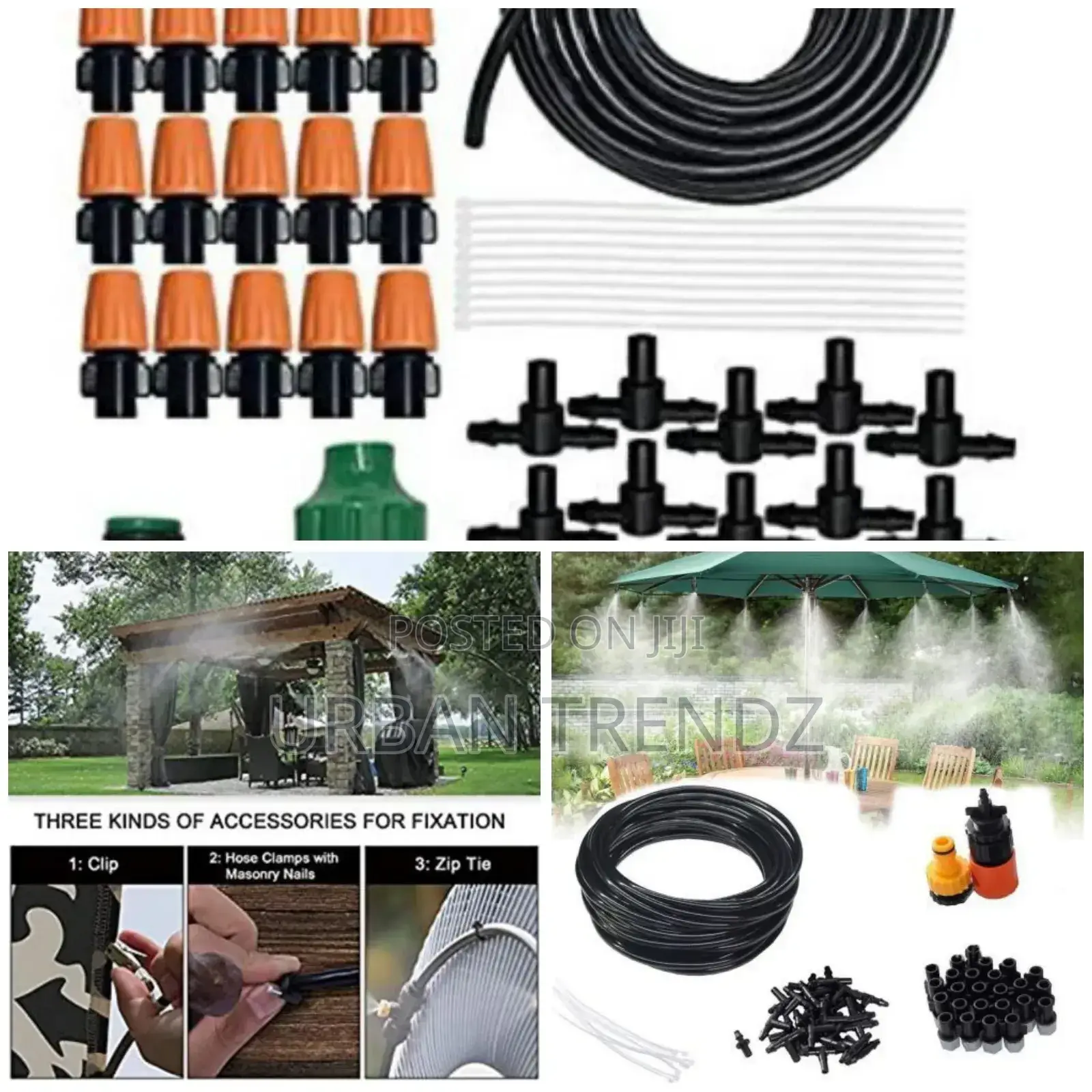 Misting Cooling System Water Spray Kit,Black.