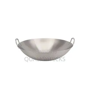 Stainless Steel Wok Stir Frying Pan - Silver.
