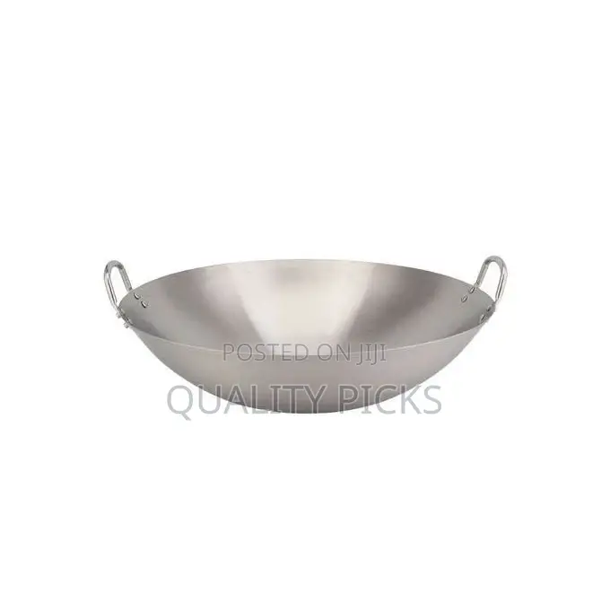 Stainless Steel Wok Stir Frying Pan - Silver.