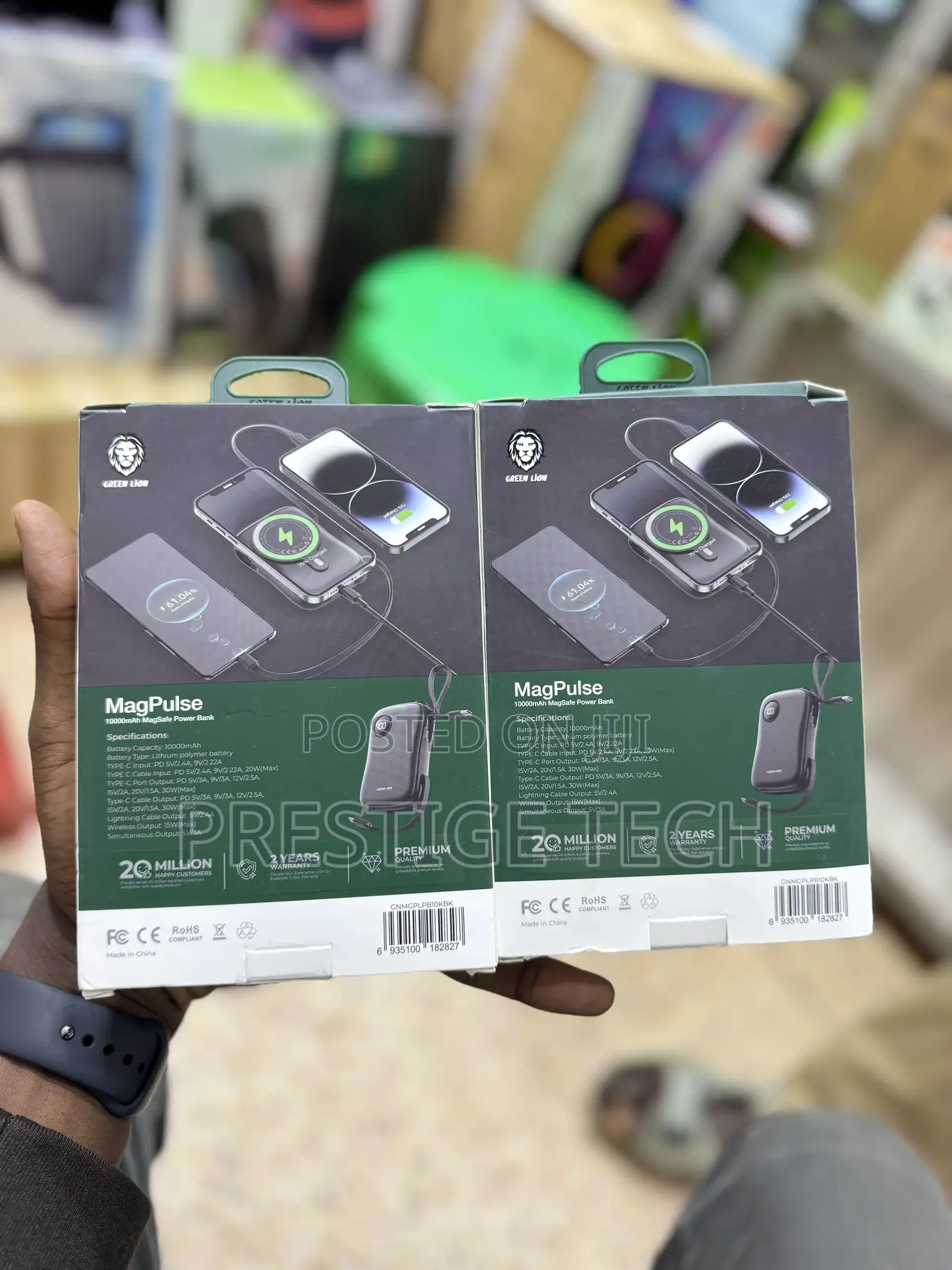 Green Lion Magpulse Magsafe Powerbank 10,000mah With Cables