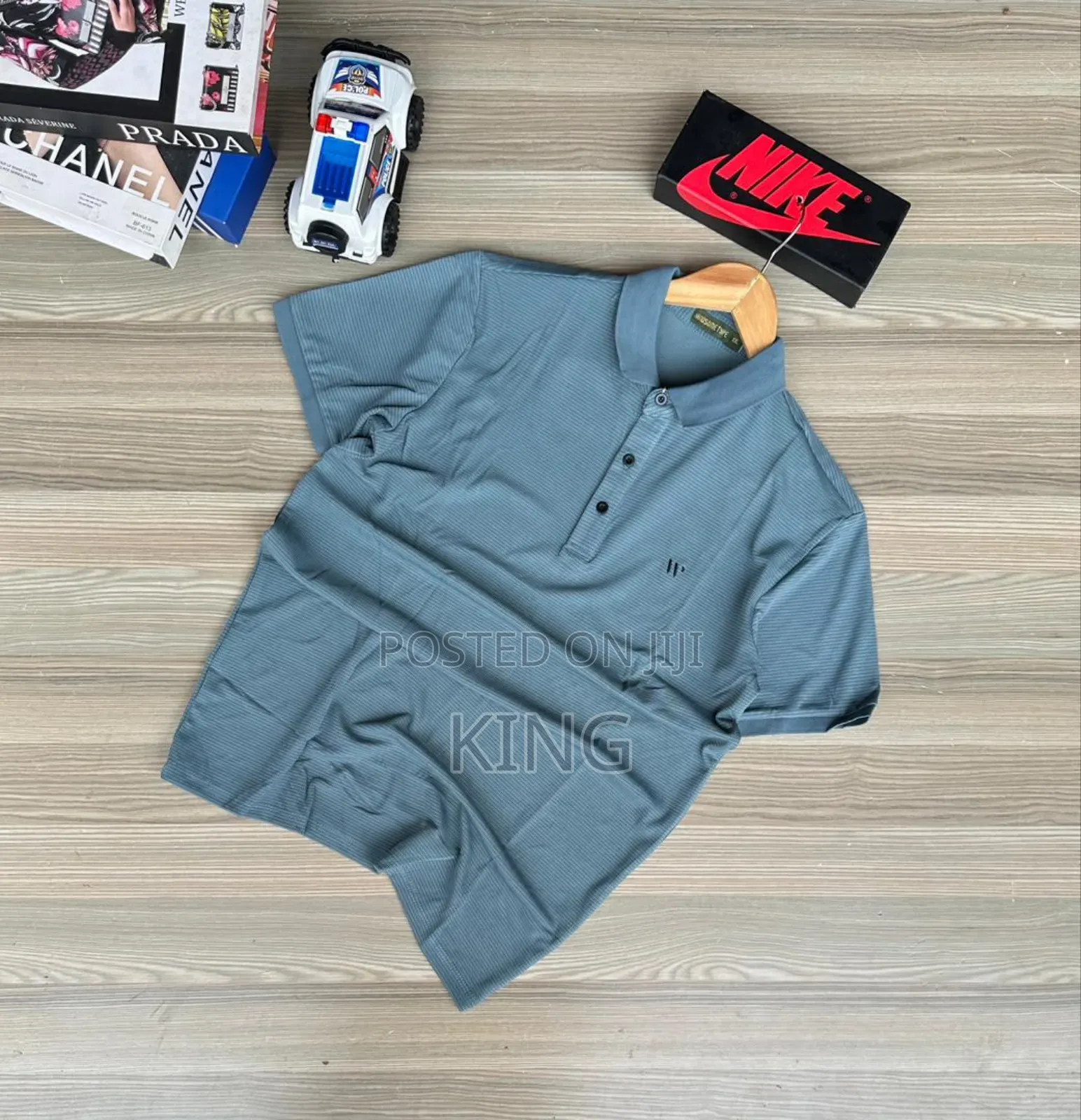 Lte Green Polo Collar T Shirt. Simple and Classic