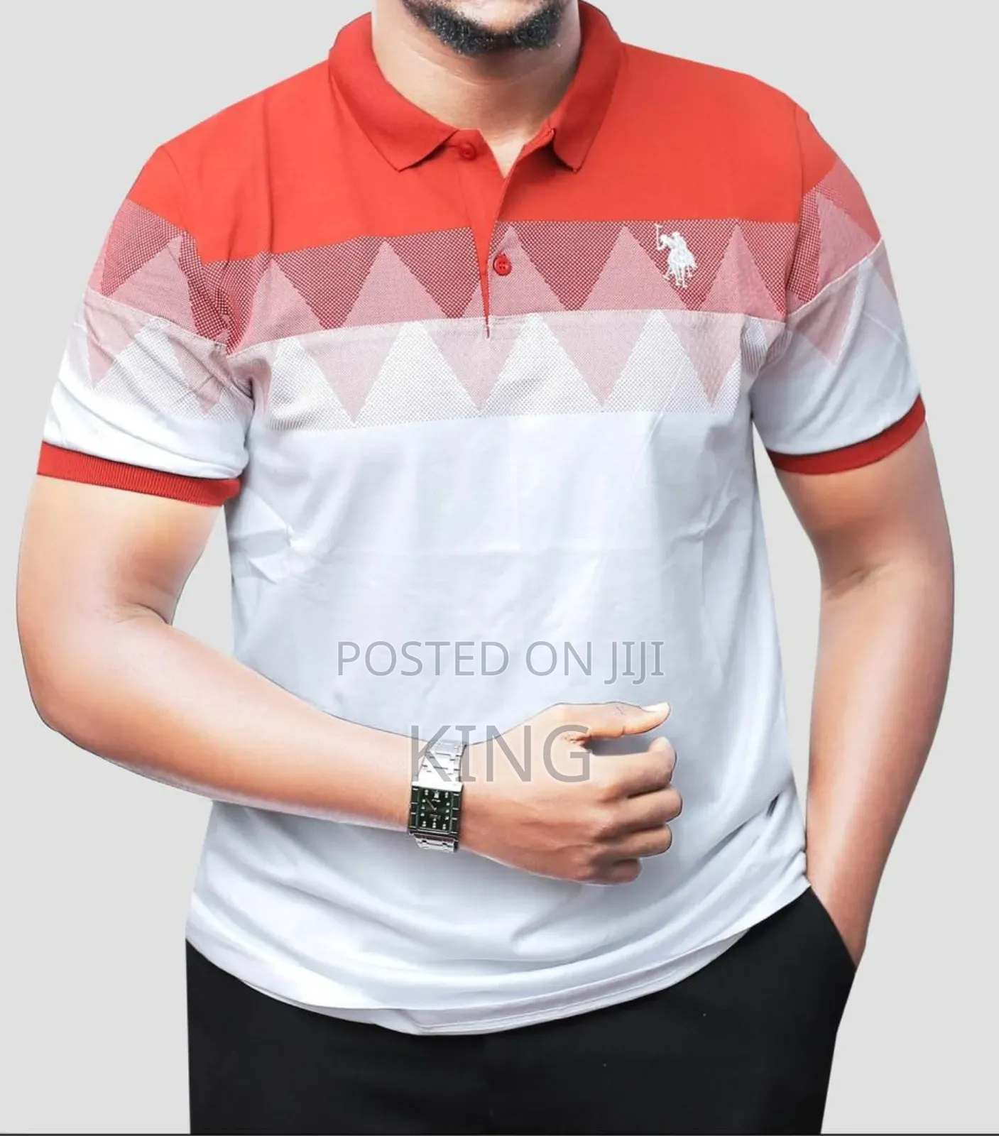 Afro Print Polo Collar T Shirt. Simple and Classic