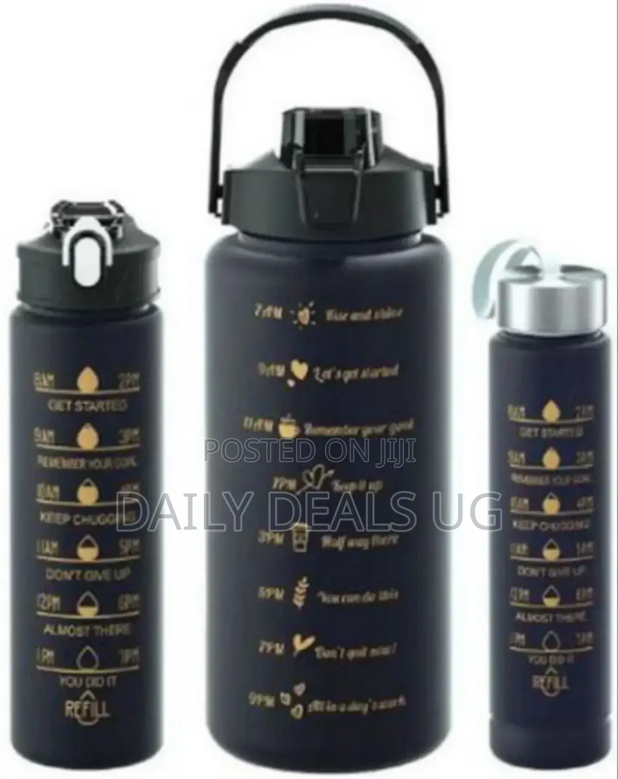 Travel Black Water Bottle Set