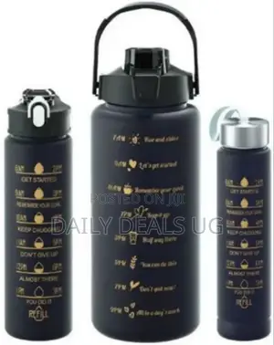 Travel Black Water Bottle Set