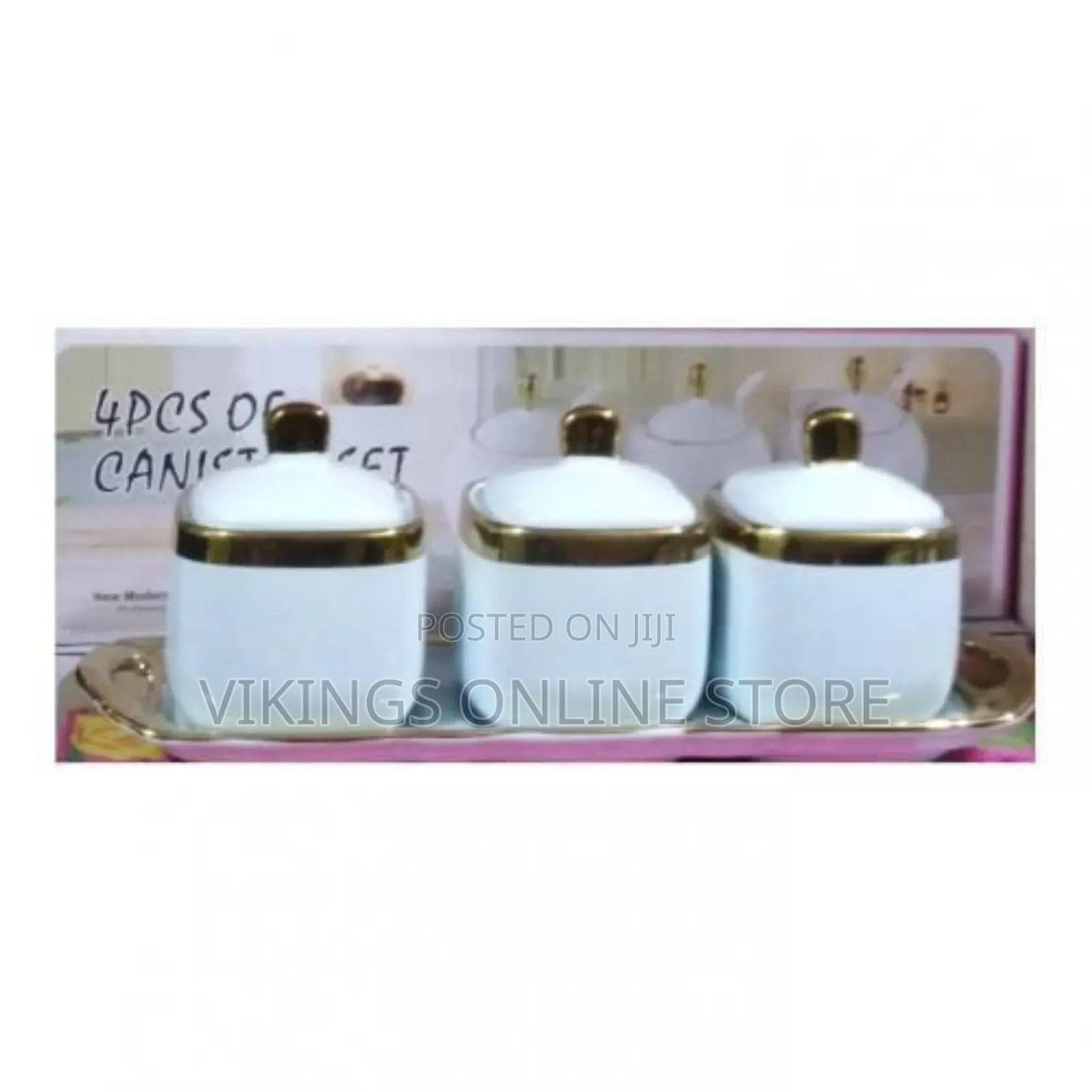 Set of 3 Coffee and Sugar Ceramic Gold – Colour May Vary