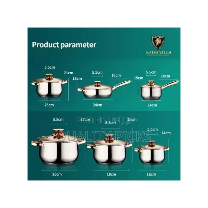 12 Pieces Heavy Stainless Steel Saucepans/Cookware Pots