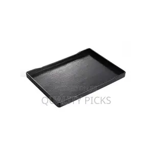 3 Pieces of Melamine Dinner Serving Trays Platters-Black.
