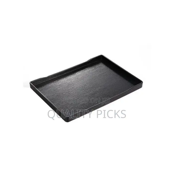 3 Pieces of Melamine Dinner Serving Trays Platters-Black.