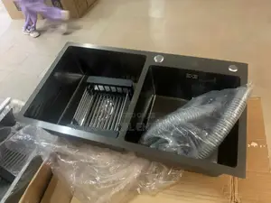 Heavy Duty Kitchen Sink for Worktop(Black) Double Bowls