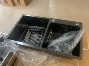 Heavy Duty Kitchen Sink for Worktop(Black) Double Bowls