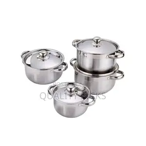 8 Piece Stainless Steel Saucepans Cookware Pots, Silver.