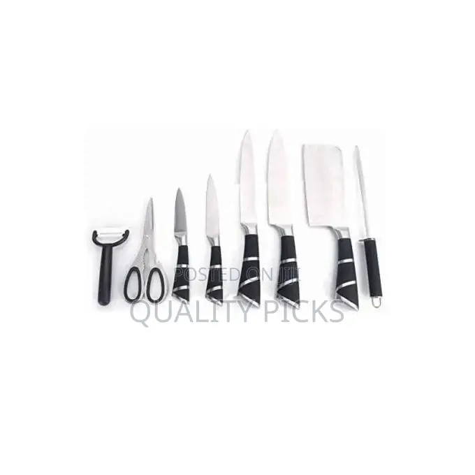 9 PCS Kitchen Knife Set With 360° Rotating Acrylic Stand