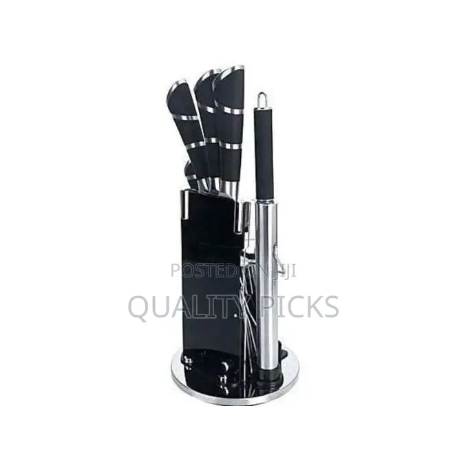 9 PCS Kitchen Knife Set With 360° Rotating Acrylic Stand