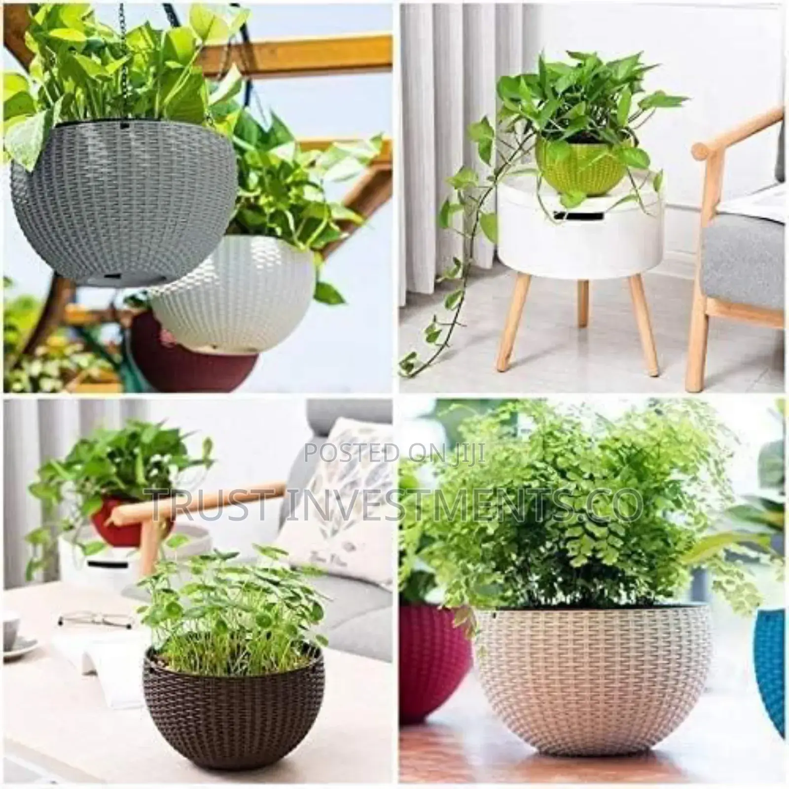 Plastic Woven Hanging Planter for Flowers Decoration Plants-