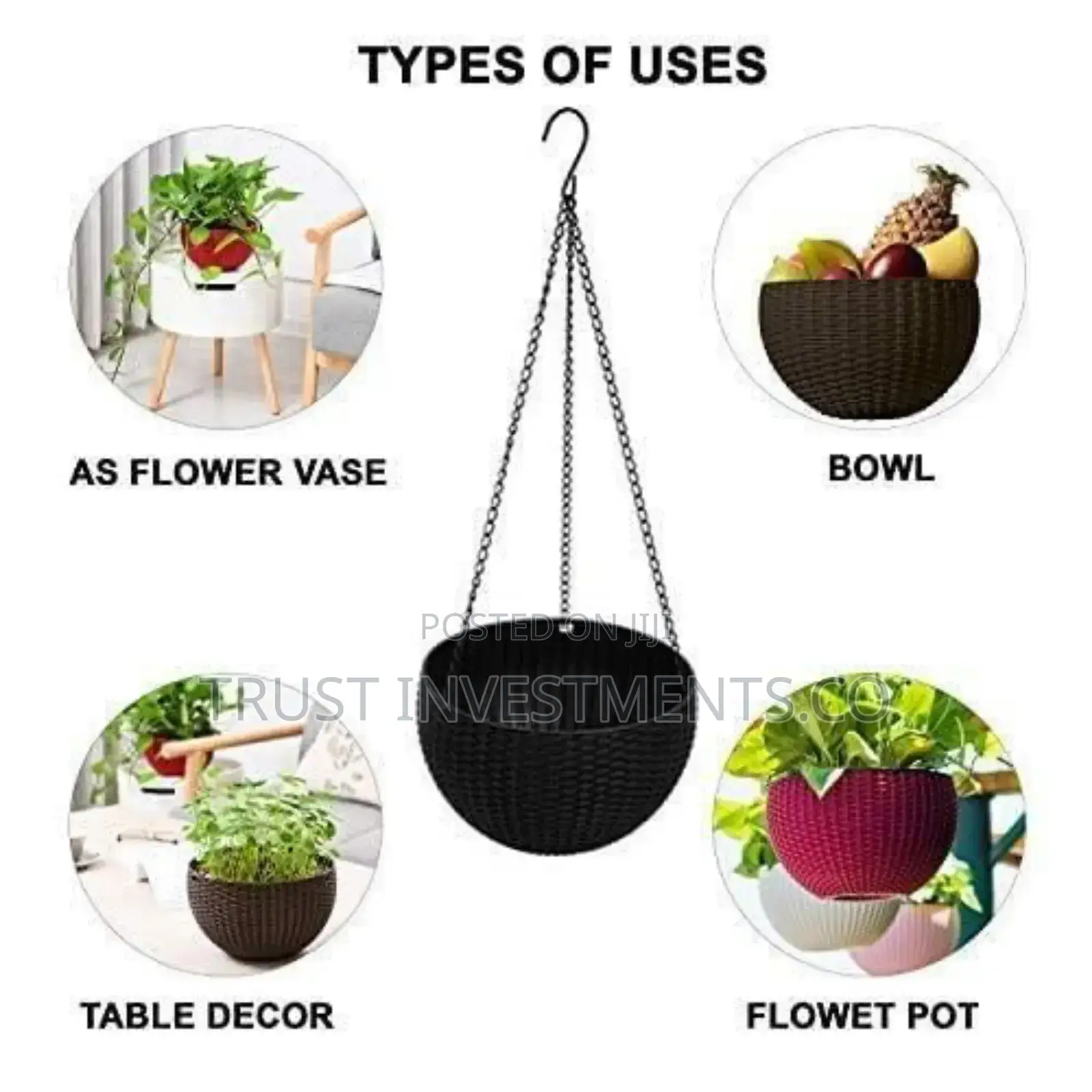 Plastic Woven Hanging Planter for Flowers Decoration Plants-