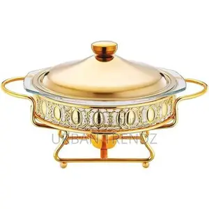 Round Glass Buffet Stove Food Warming Container Dish