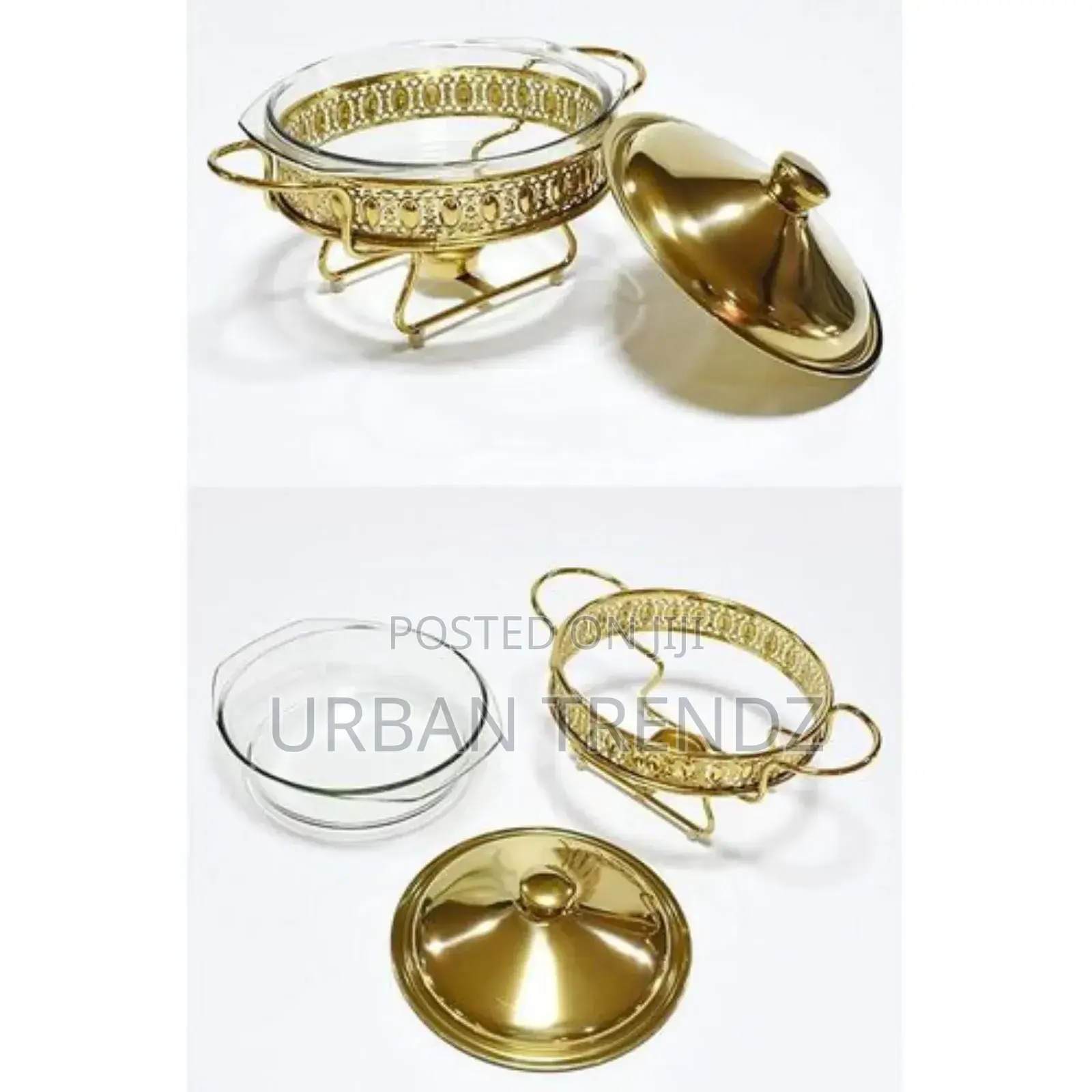 Round Glass Buffet Stove Food Warming Container Dish