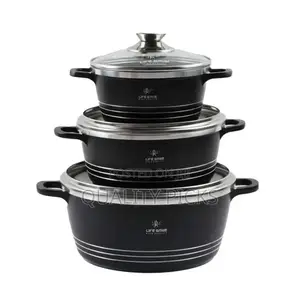 Life Smile 3 Pieces of Non Stick Serving Saucepans Cookware