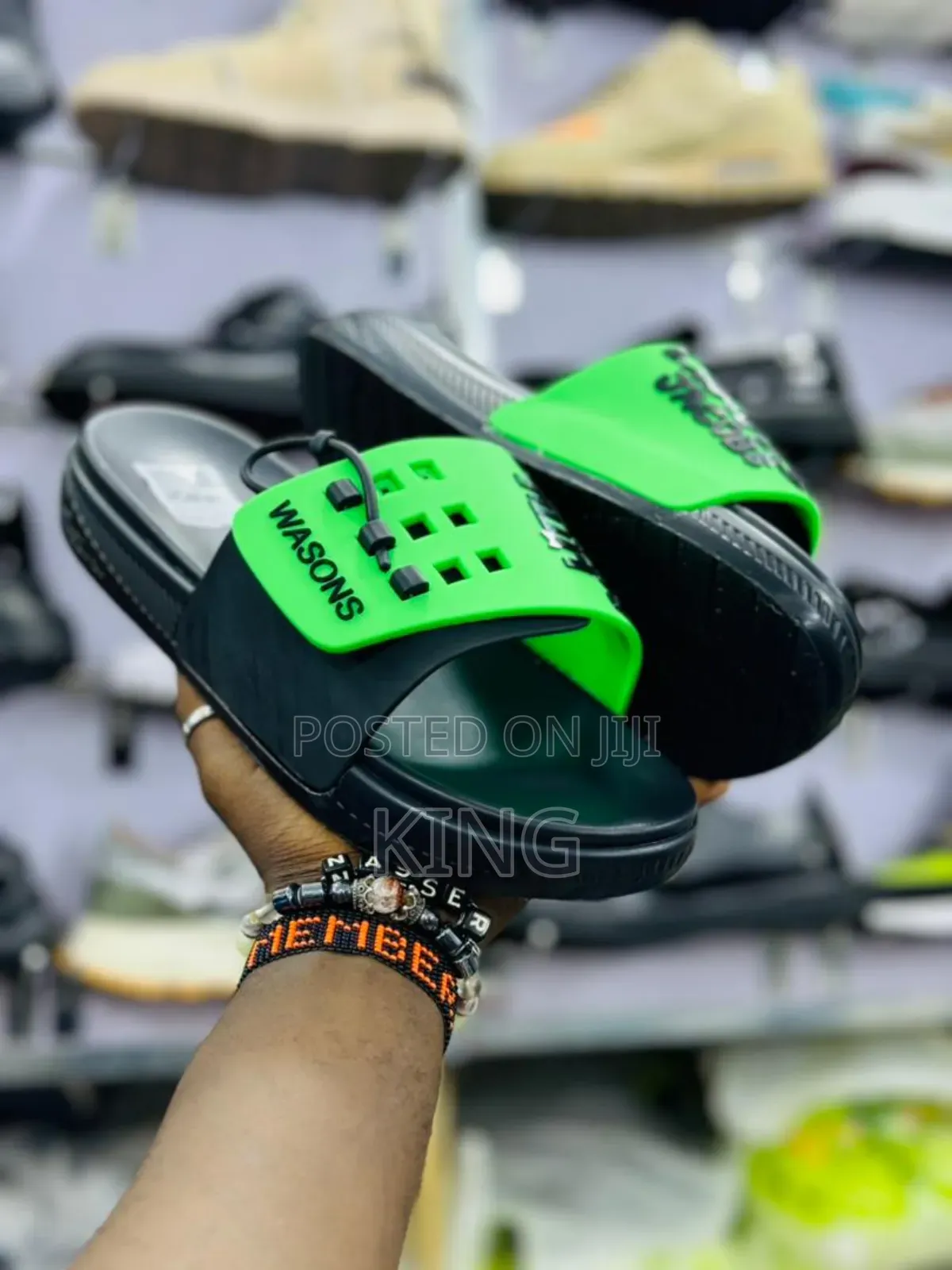 Wasons Green Slide Sandals